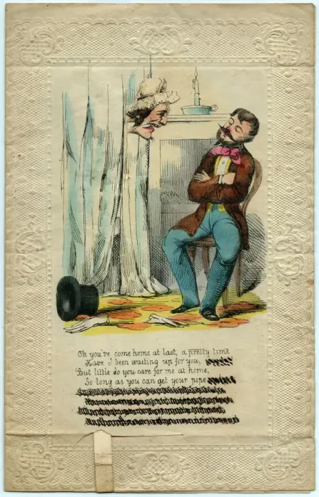 Framed Print : Married couple on a comic greetings card Framed Print : Married couple on a comic greetings card