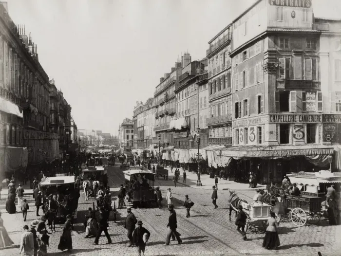 Framed Print : Marseille, France - Rue Canebiere and port, harbour Framed Print : Marseille, France - Rue Canebiere and port, harbour