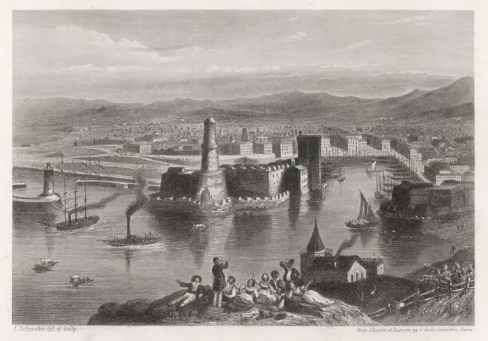 Framed Print : Marseille / Harbour C1840 Framed Print : Marseille / Harbour C1840