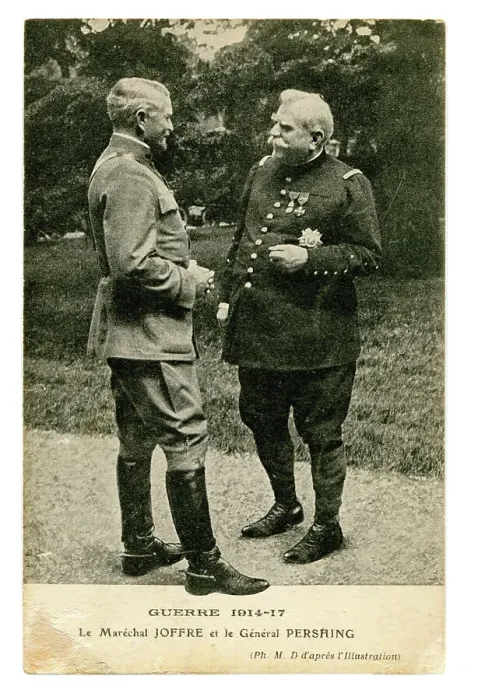 Framed Print : Marshal Joffre talking to General Pershing Framed Print : Marshal Joffre talking to General Pershing