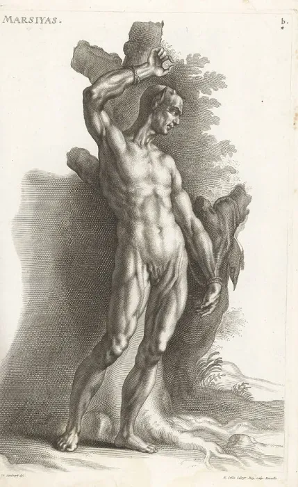 Framed Print : Marsyas tied to a tree to be flayed alive Framed Print : Marsyas tied to a tree to be flayed alive