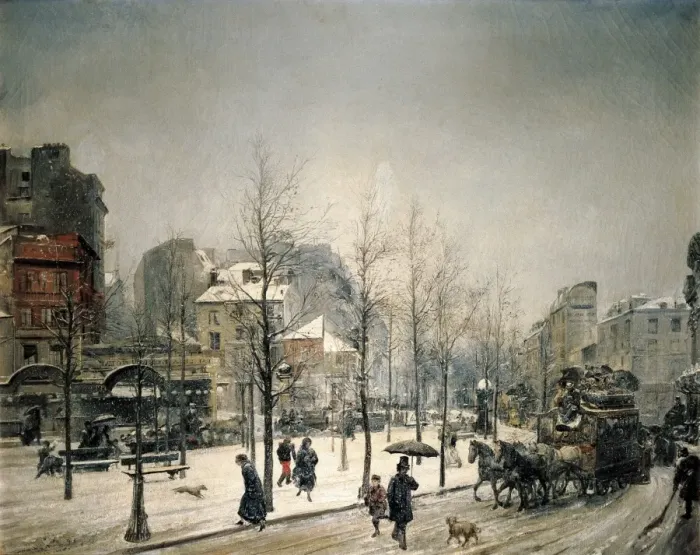 Framed Print : MARTI i ALSINA, Ramon (1826-1894). Snowy Boulevard Framed Print : MARTI i ALSINA, Ramon (1826-1894). Snowy Boulevard
