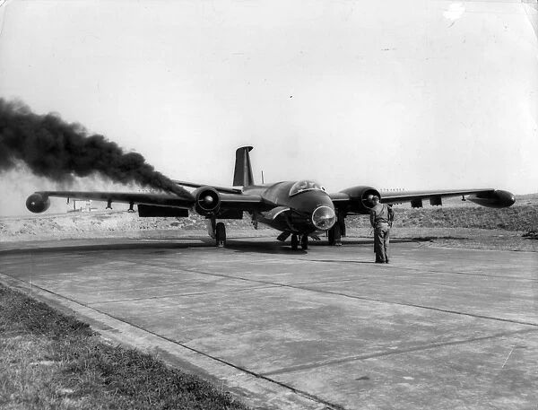 A Martin B-57A starts an engine in Germany