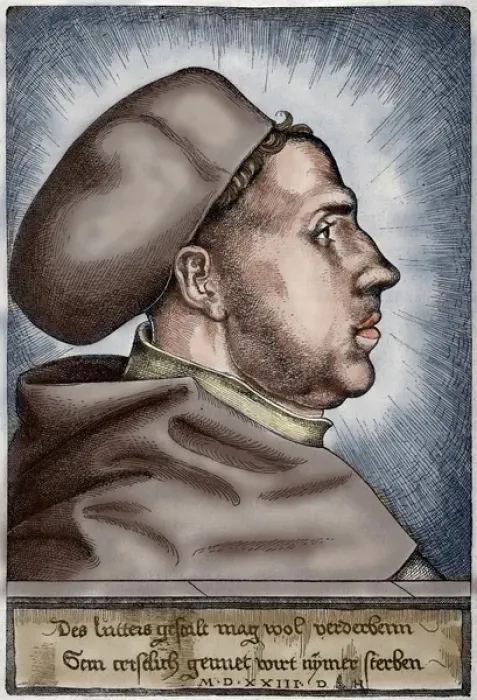 Framed Print : Martin Luther, (1483-1546). German reformer. Portrait. Engra Framed Print : Martin Luther, (1483-1546). German reformer. Portrait. Engra