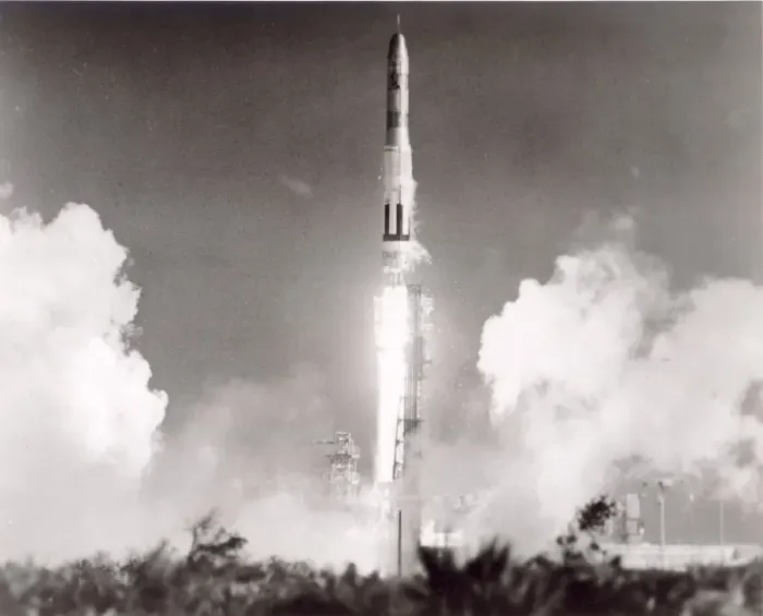 Framed Print : Martin SM-68 Titan ICBM shortly after launch