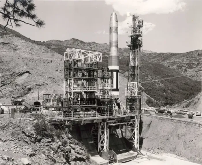 Framed Print : Martin SM-68 Titan ICBM on a test stand