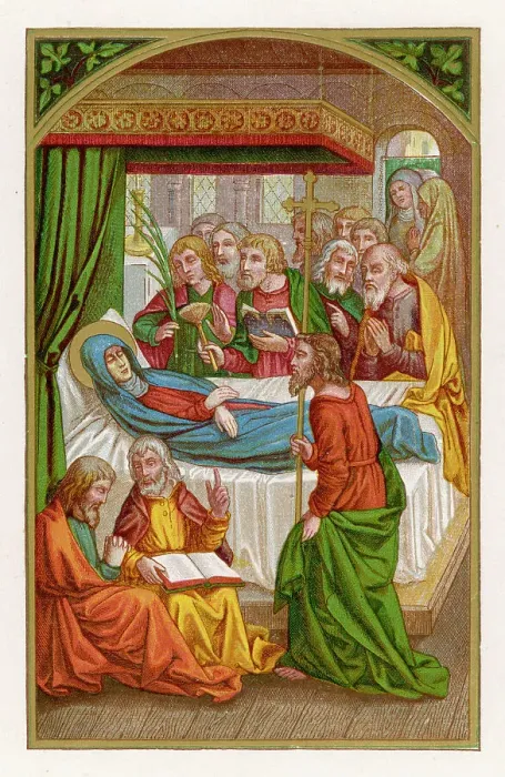 Framed Print : MARY DIES. on her deathbed Date: 1st century Framed Print : MARY DIES. on her deathbed Date: 1st century