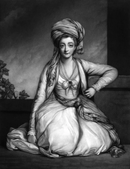 Framed Print : MARY GQYN. MARY GWYN (nee Horneck) wife of general Gwyn : depicted wearing Persian dress Framed Print : MARY GQYN. MARY GWYN (nee Horneck) wife of general Gwyn : depicted wearing Persian dress