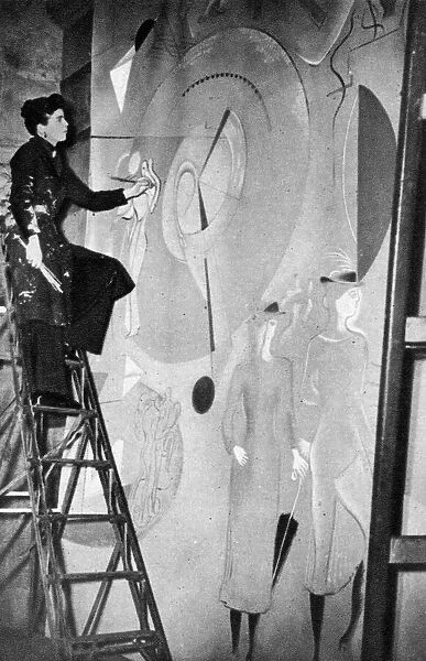 Mary Kessell working on mural 1938