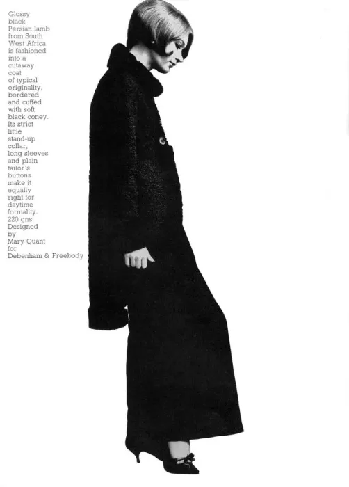 Framed Print : Mary Quant persian lamb cutaway coat, 1965 Framed Print : Mary Quant persian lamb cutaway coat, 1965