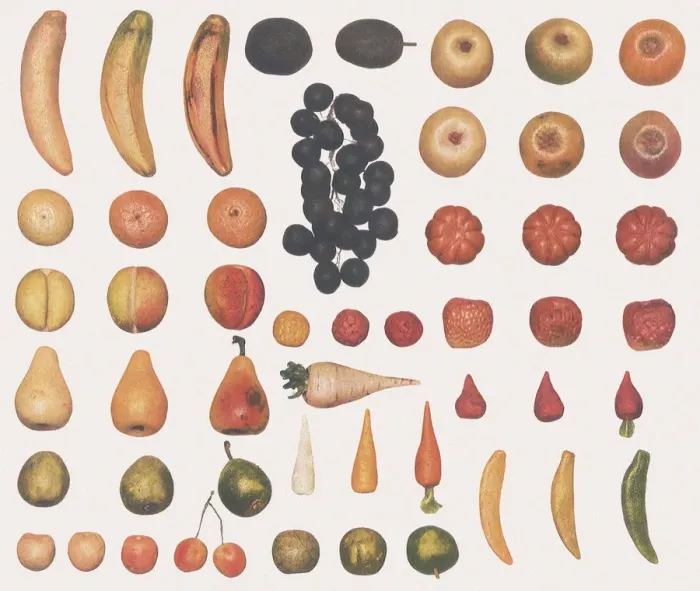 Framed Print : Marzipan Fruits and Veg Date: 1935 Framed Print : Marzipan Fruits and Veg Date: 1935