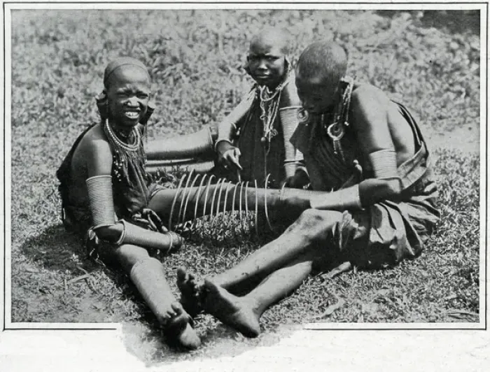Framed Print : Masai young women adjusting iron wire Framed Print : Masai young women adjusting iron wire