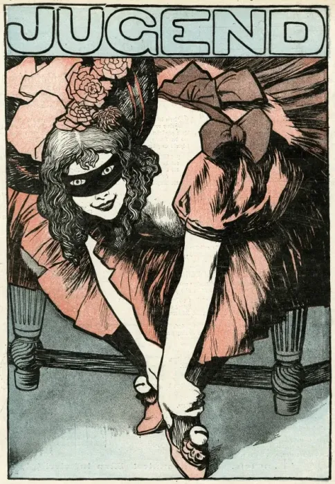 Framed Print : Masked Girl  /  Party 1897