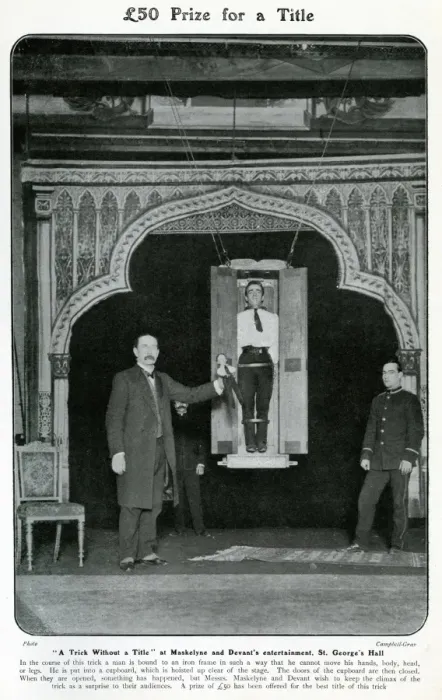 Framed Print : Maskelyne and Devant performing trick 1906 Framed Print : Maskelyne and Devant performing trick 1906