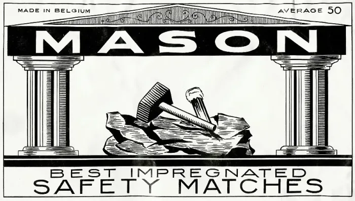 Framed Print : The Mason Safety Matches - Matchbox top carton label Framed Print : The Mason Safety Matches - Matchbox top carton label