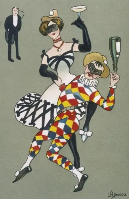 Framed Print : Masquerade Couple 20C Framed Print : Masquerade Couple 20C