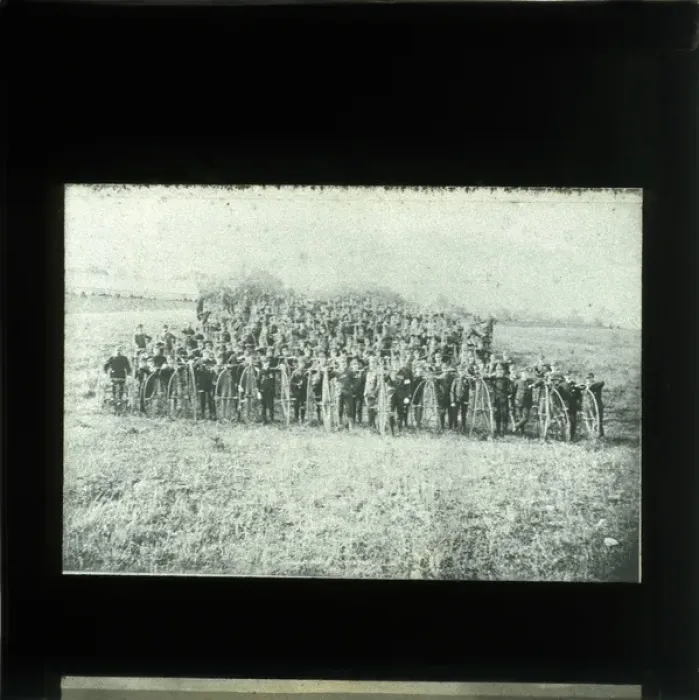 Framed Print : Mass Gathering of Cyclists with Penny-farthing Bicycles & Tr Framed Print : Mass Gathering of Cyclists with Penny-farthing Bicycles & Tr