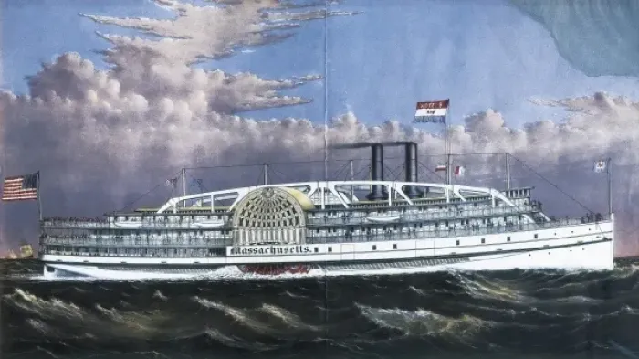 Framed Print : Massachusetts steamboat with wheels (1887) Framed Print : Massachusetts steamboat with wheels (1887)