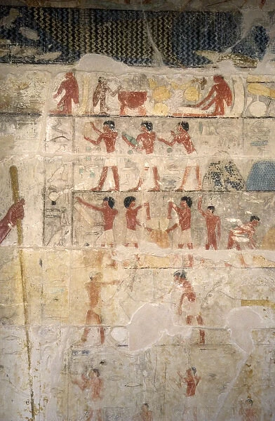 Mastaba of Nefer and Kahay. Polychromed relief depicting agr