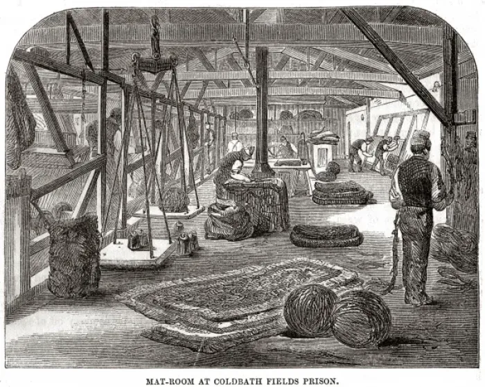 Framed Print : Mat-making room at Coldbath Fields Prison Framed Print : Mat-making room at Coldbath Fields Prison