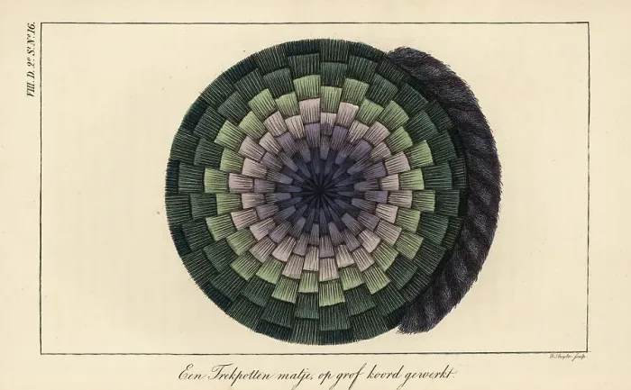 Framed Print : A mat woven from thick coloured string Framed Print : A mat woven from thick coloured string