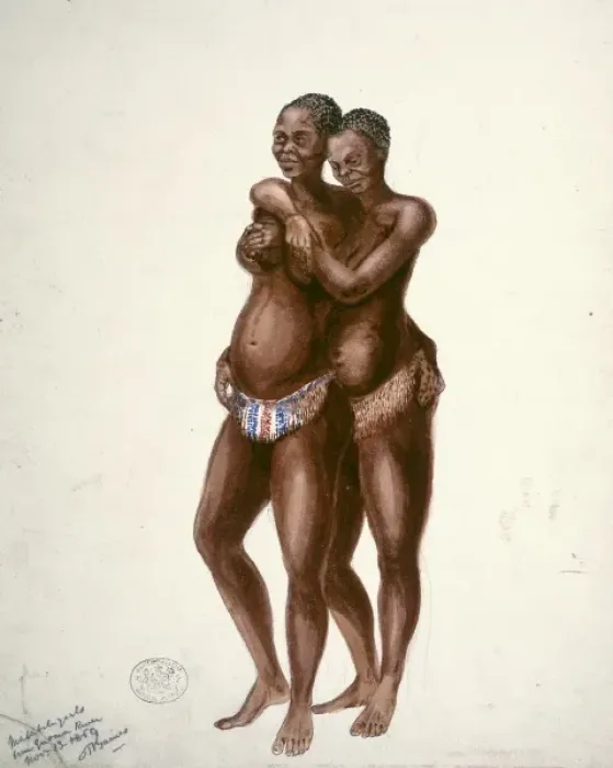 Framed Print : Matabili girls, Um Gnoma River Nov. 1869 Framed Print : Matabili girls, Um Gnoma River Nov. 1869