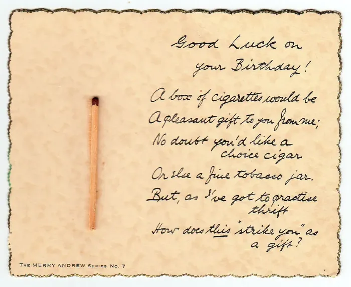 Framed Print : Match with comic verse on a birthday card Framed Print : Match with comic verse on a birthday card
