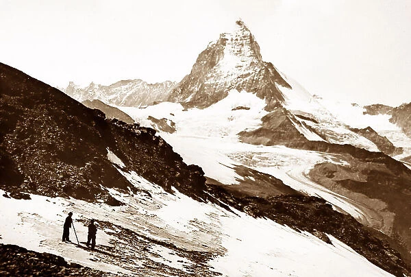 The Matterhorn, Victorian period, hand coloured photo