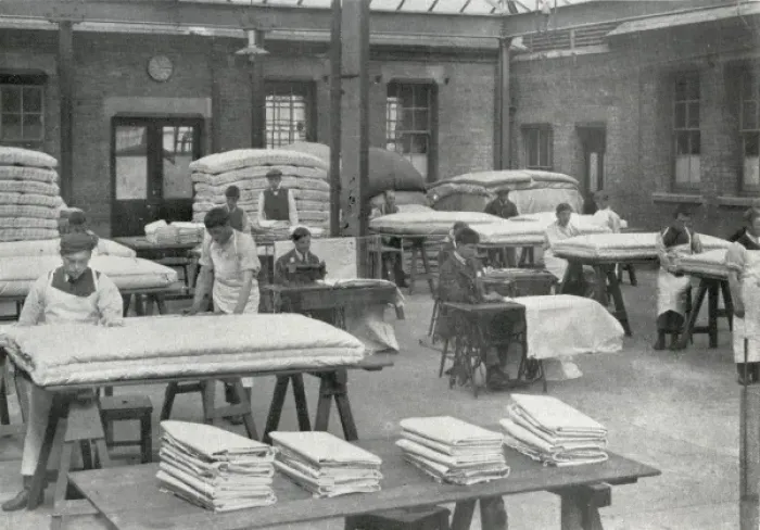 Framed Print : Mattress Making, Darenth Training Colony, Kent Framed Print : Mattress Making, Darenth Training Colony, Kent