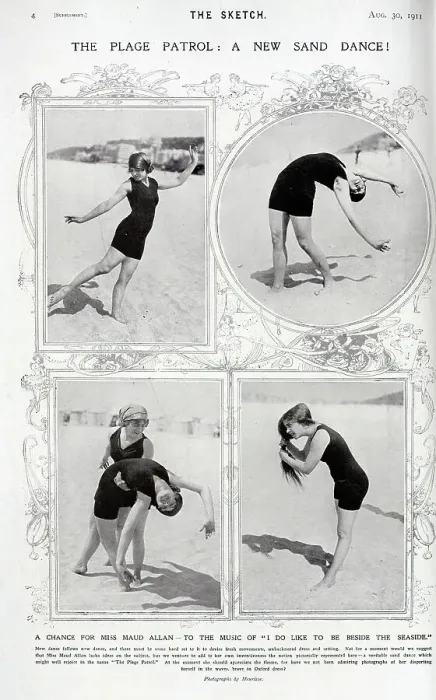 Framed Print : Maud Allan in dance poses on the beach, outdoor photographs Framed Print : Maud Allan in dance poses on the beach, outdoor photographs