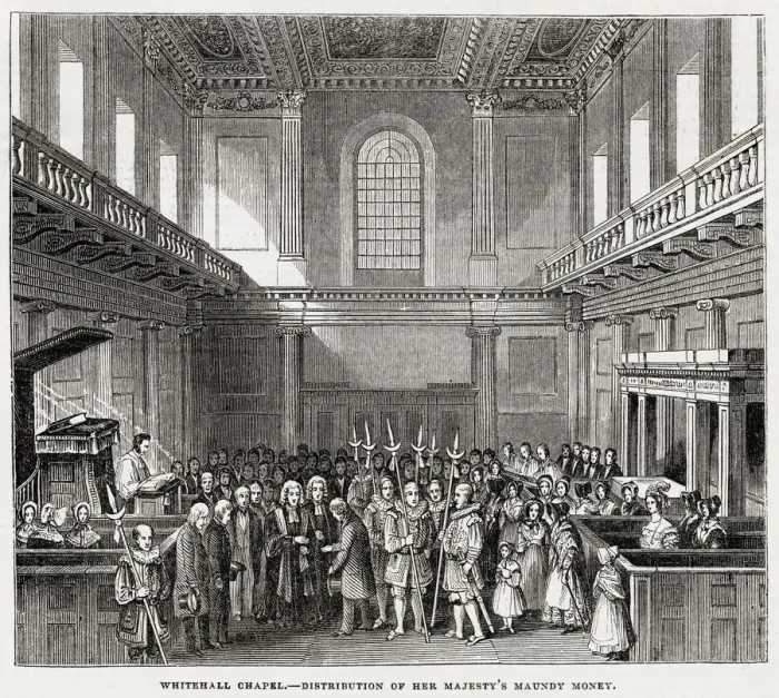 Framed Print : Maundy Thursday Service, Whitehall Chapel, London 1843 Framed Print : Maundy Thursday Service, Whitehall Chapel, London 1843