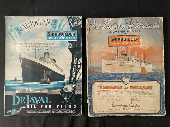 Framed Print : Mauretania and Empress of Britain - Shipbuilder magazines Framed Print : Mauretania and Empress of Britain - Shipbuilder magazines