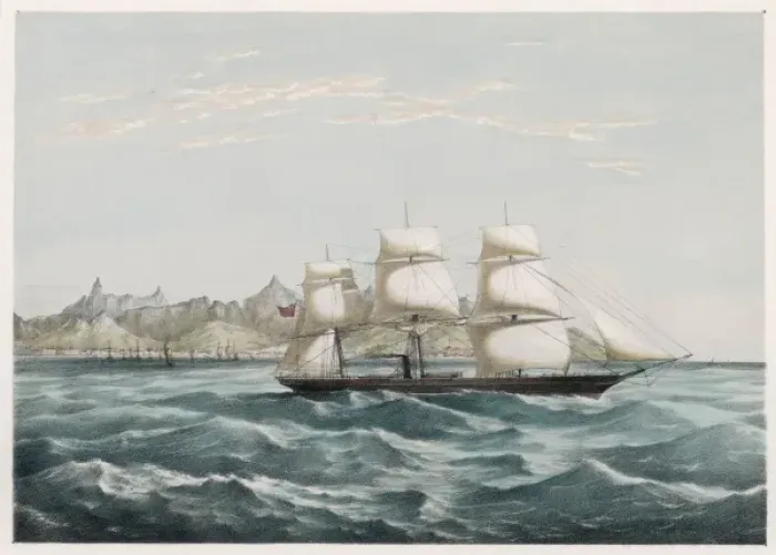 Framed Print : MAURITIUS. The steamer Mauritius off the island of the same name Framed Print : MAURITIUS. The steamer Mauritius off the island of the same name