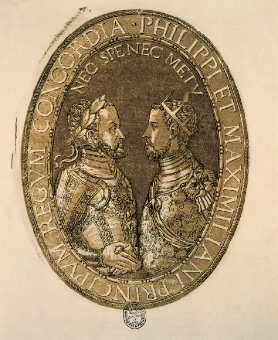 Framed Print : MAXIMILIAN II (1527-1576); PHILIP II of Spain (1527-1598) Framed Print : MAXIMILIAN II (1527-1576); PHILIP II of Spain (1527-1598)