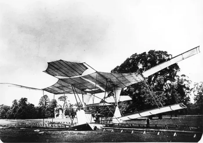 Framed Print : Maxims steam-driven biplane after the crash 31 July 1894 Framed Print : Maxims steam-driven biplane after the crash 31 July 1894