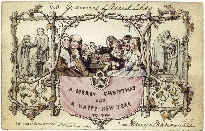 Framed Print : On May 1st, 1843 English Academic painter and illustrator John Callcott Horsley designed the first commercially produced and printed Christmas card, commissioned by English civil servant and inventor Henry Cole Framed Print : On May 1st, 1843 English Academic painter and illustrator John Callcott Horsley designed the first commercially produced and printed Christmas card, commissioned by English civil servant and inventor Henry Cole