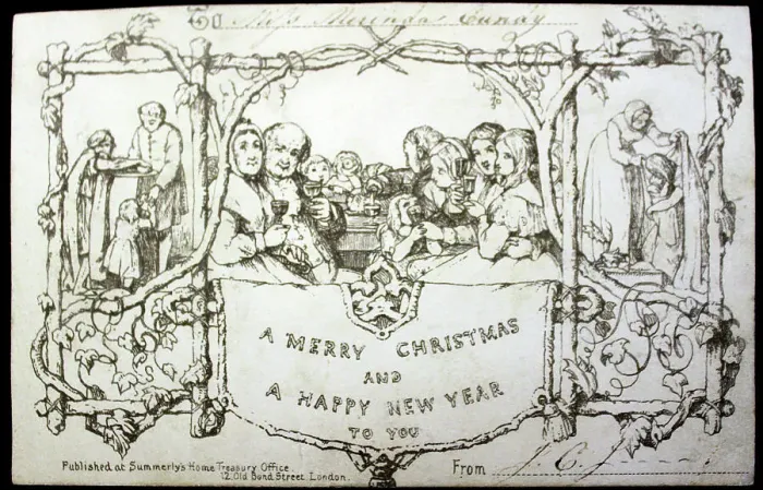 Framed Print : On May 1st, 1843 English Academic painter and illustrator John Callcott Horsley designed the first commercially produced and printed Christmas card, commissioned by English civil servant and inventor Henry Cole Framed Print : On May 1st, 1843 English Academic painter and illustrator John Callcott Horsley designed the first commercially produced and printed Christmas card, commissioned by English civil servant and inventor Henry Cole
