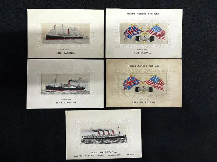 Framed Print : May Collection, Saxonia, Mauretania, Corsican silk postcards Framed Print : May Collection, Saxonia, Mauretania, Corsican silk postcards