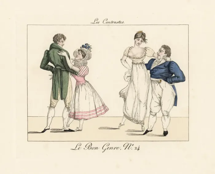 Framed Print : Two May-September couples dancing at a ball Framed Print : Two May-September couples dancing at a ball