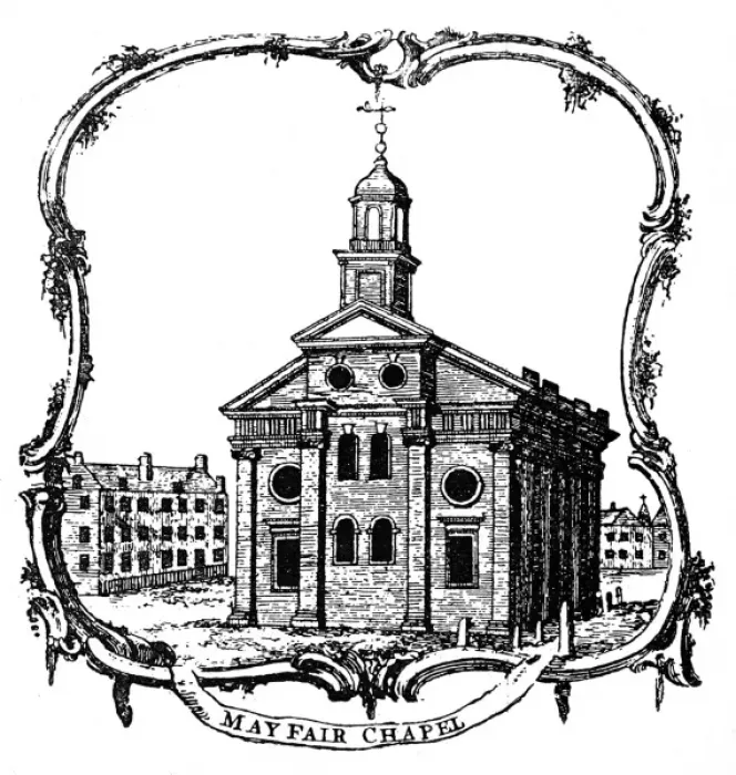 Framed Print : Mayfair Chapel, 18th century Framed Print : Mayfair Chapel, 18th century