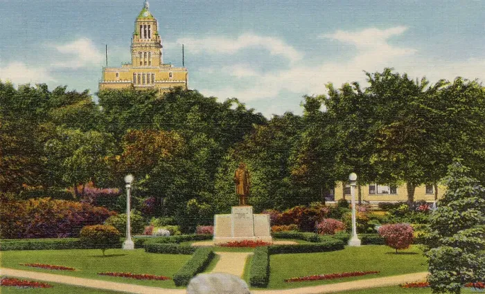 Framed Print : Mayo Park Gardens and Clinic, Rochester, Minnesota, USA Date: 1934 Framed Print : Mayo Park Gardens and Clinic, Rochester, Minnesota, USA Date: 1934