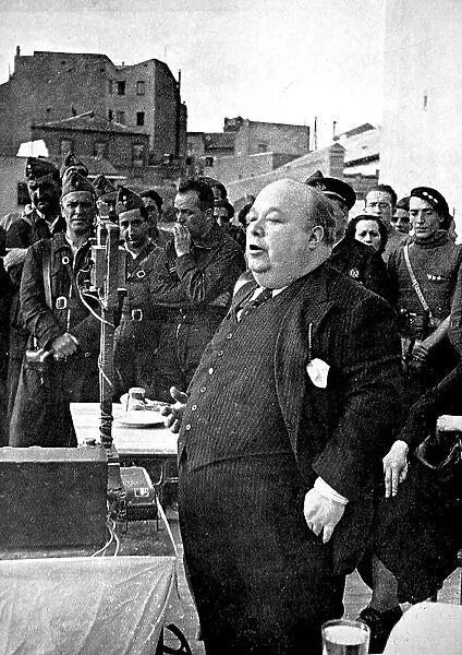 The Mayor of Madrid making a speech; Spanish Civil War 1936