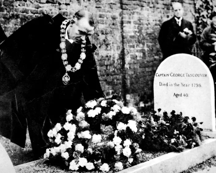 Framed Print : The Mayor of Vancouver visiting the grave of George Vancouve Framed Print : The Mayor of Vancouver visiting the grave of George Vancouve