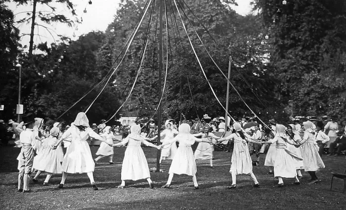 Framed Print : Maypole dancing Victorian period Framed Print : Maypole dancing Victorian period