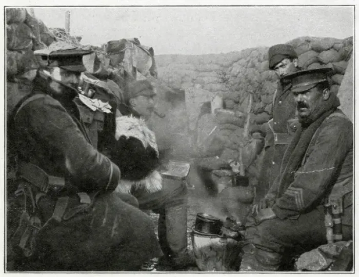 Framed Print : After a meal in a British trench 1915 Framed Print : After a meal in a British trench 1915