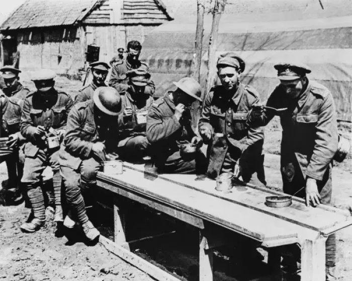 Framed Print : Mealtime at the front in 1917 Framed Print : Mealtime at the front in 1917
