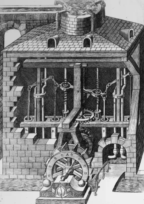 Framed Print : Mechanical water raising device Framed Print : Mechanical water raising device