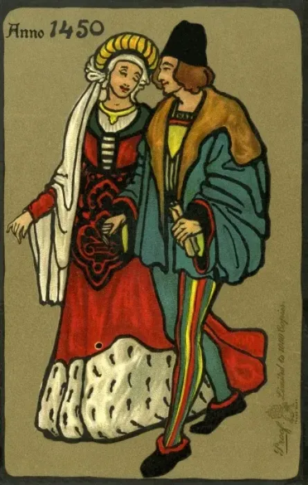 Framed Print : Medaeval costume from 1450 Framed Print : Medaeval costume from 1450