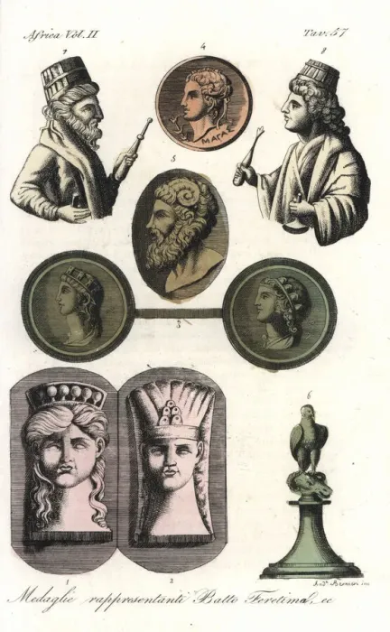 Framed Print : Medals of Cyrenaean King Battus and Queen Pheretima Framed Print : Medals of Cyrenaean King Battus and Queen Pheretima