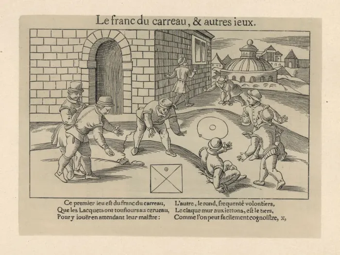 Framed Print : Medieval men playing the game of franc-carreau Framed Print : Medieval men playing the game of franc-carreau